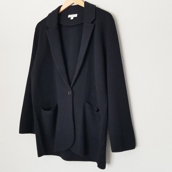 J.Crew Cecile Relaxed Sweater-Blazer Cardigan Jacket M Black Wool Blend BF013 - Picture 6 of 16